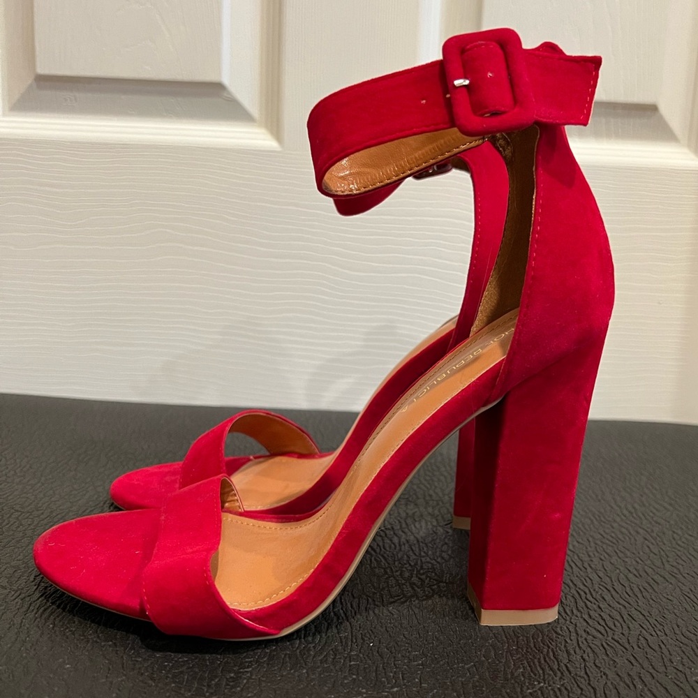 Size 9 Red High Heels, 3-3.5 inch heel